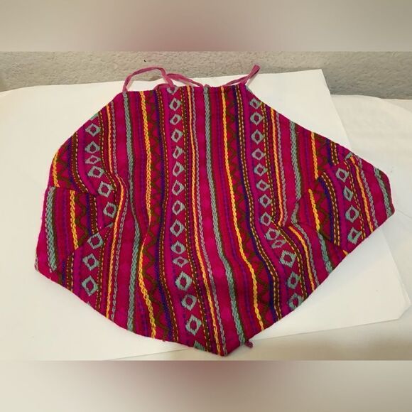 Staring at Stars Tops - Bright Pink Stitched Halter Top (size: M) T2